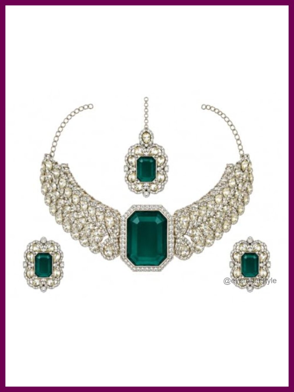 Gold Plated Choker Necklace Set Rhinestone Resin Beads Alloy Indian Bridal